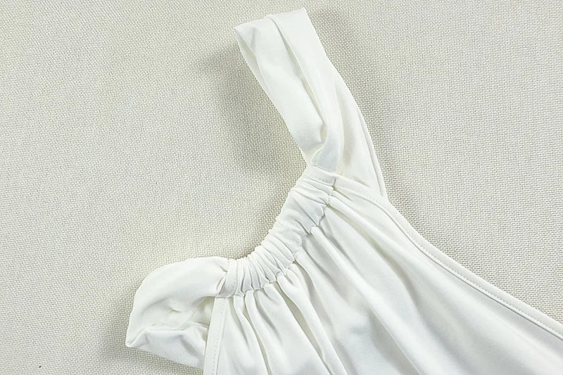 Robe longue sexy asymétrique dos nu Leosoxs, robe de plage moulante sans manches à épaules dénudées.