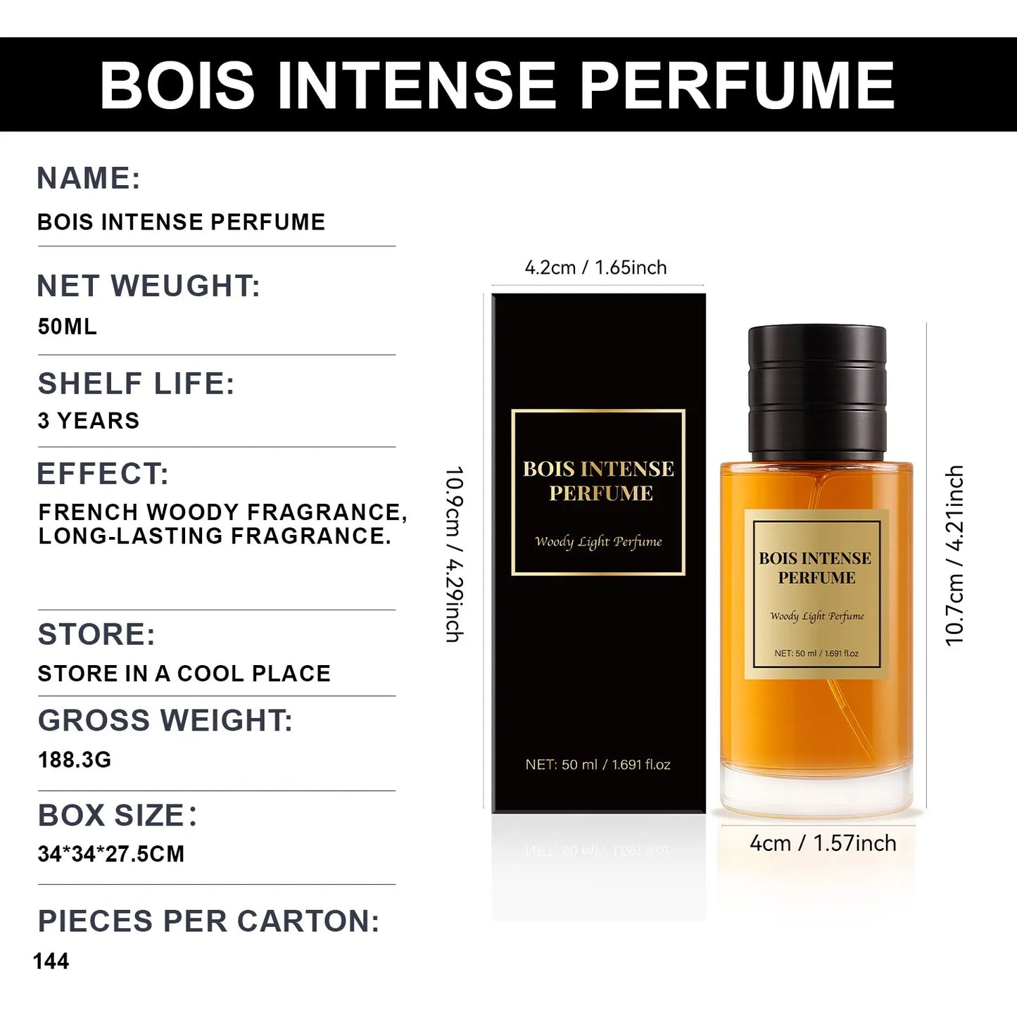 Intense Perfume 50 ML Eau de Parfum for Men with Woody Notes of Iris Frankincense & Honey Luxury Long Lasting Fragrance