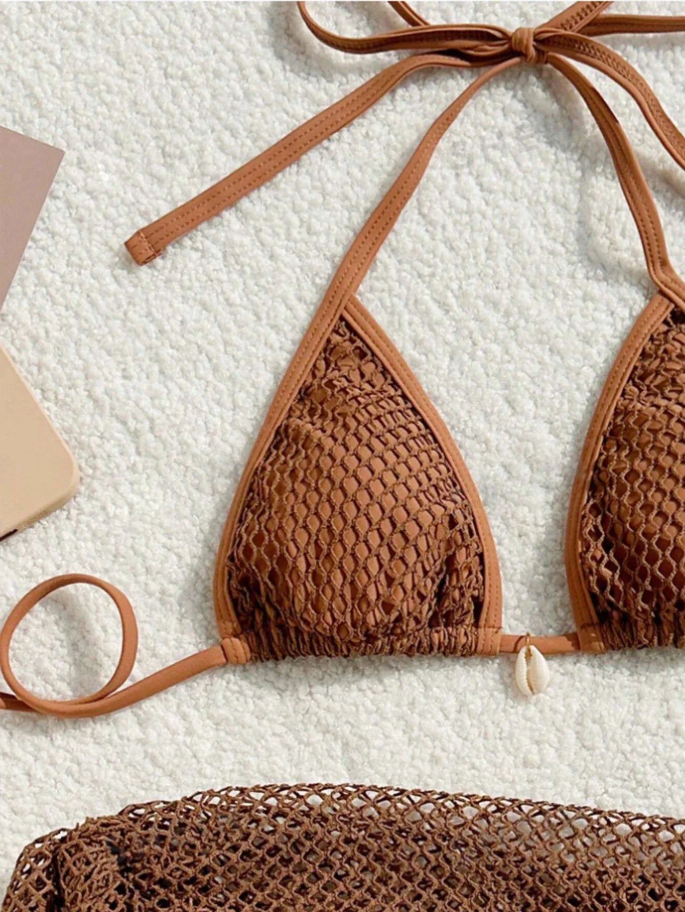 Swimwear Three-piece Beach Holiday Women's Bikini Shell Fishnet Skirt Three-piece Set