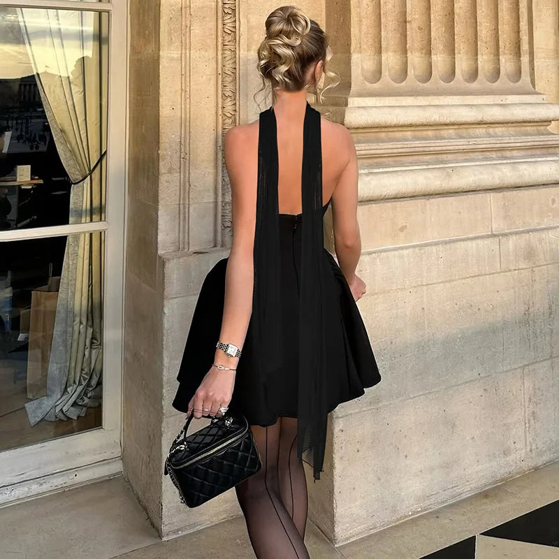 Robe mini bustier sexy Tornova avec ruban, dos nu élégant, fermeture éclair, taille haute, robe de soirée élégante pour femme, collection 2025