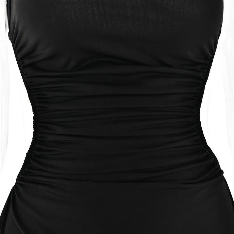 Robe maxi sexy Mozision à une épaule, col diagonal et dos nu, style peignoir, sans manches, fendue jusqu'à la cuisse.