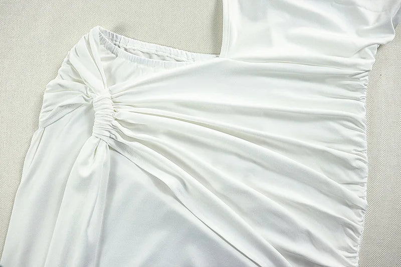 Robe longue sexy asymétrique dos nu Leosoxs, robe de plage moulante sans manches à épaules dénudées.