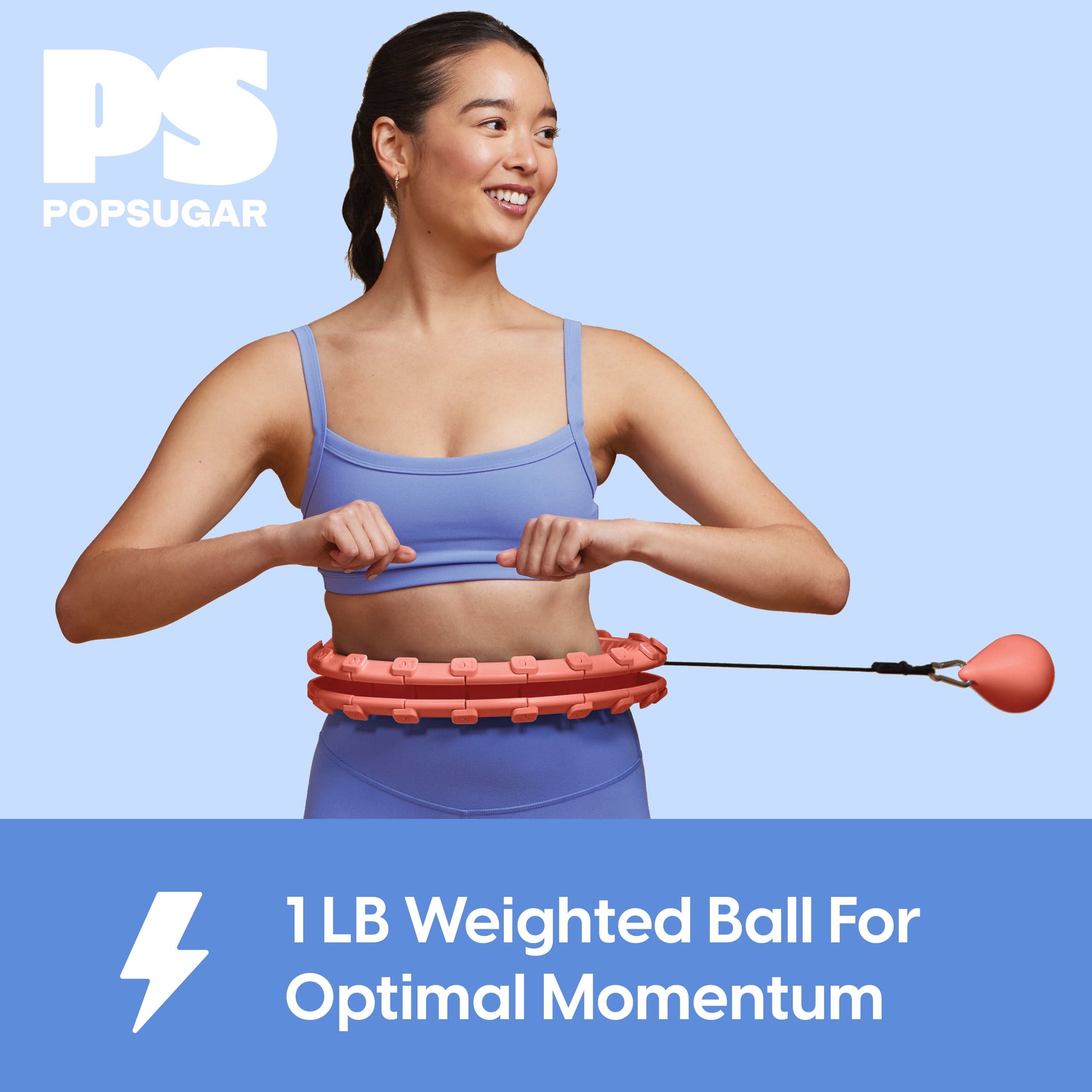 Popsugar Adjustable Weighted Fitness Hoop, Coral