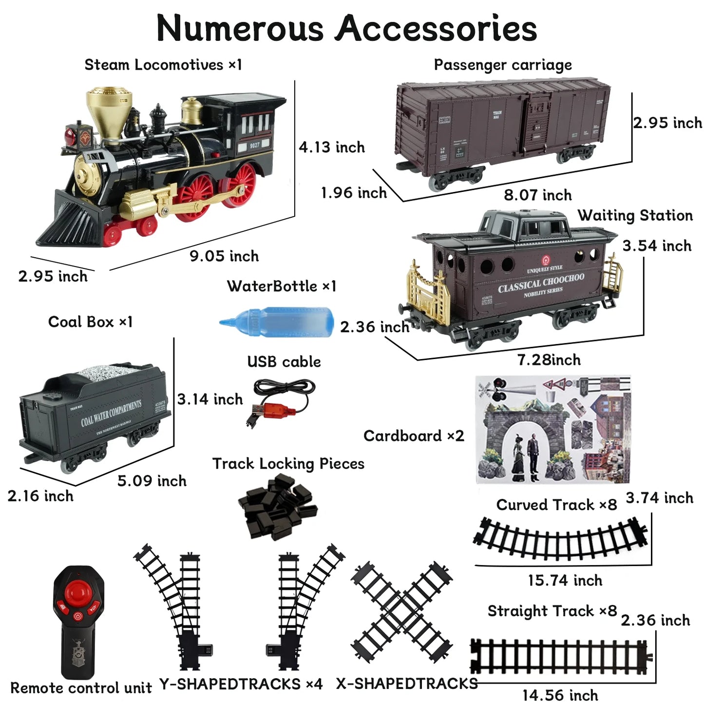 JUGAAD LIFE Train Set Electric Train Toy for Boys Girls with Adjustable Speed Remote Control, Smokes, Lights & Sound, Birthday Gifts for Kids 3-8 Years Old