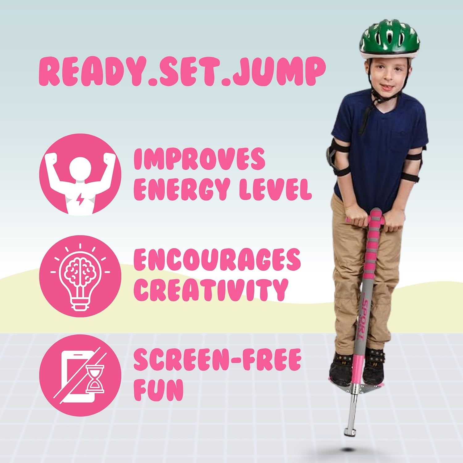New Bounce Pogo Stick for Kids - Pogo Sticks, 40 to 80 Lbs - Sport Edition, Quality, Easy Grip, Pogostick for Hours of Wholesome Fun