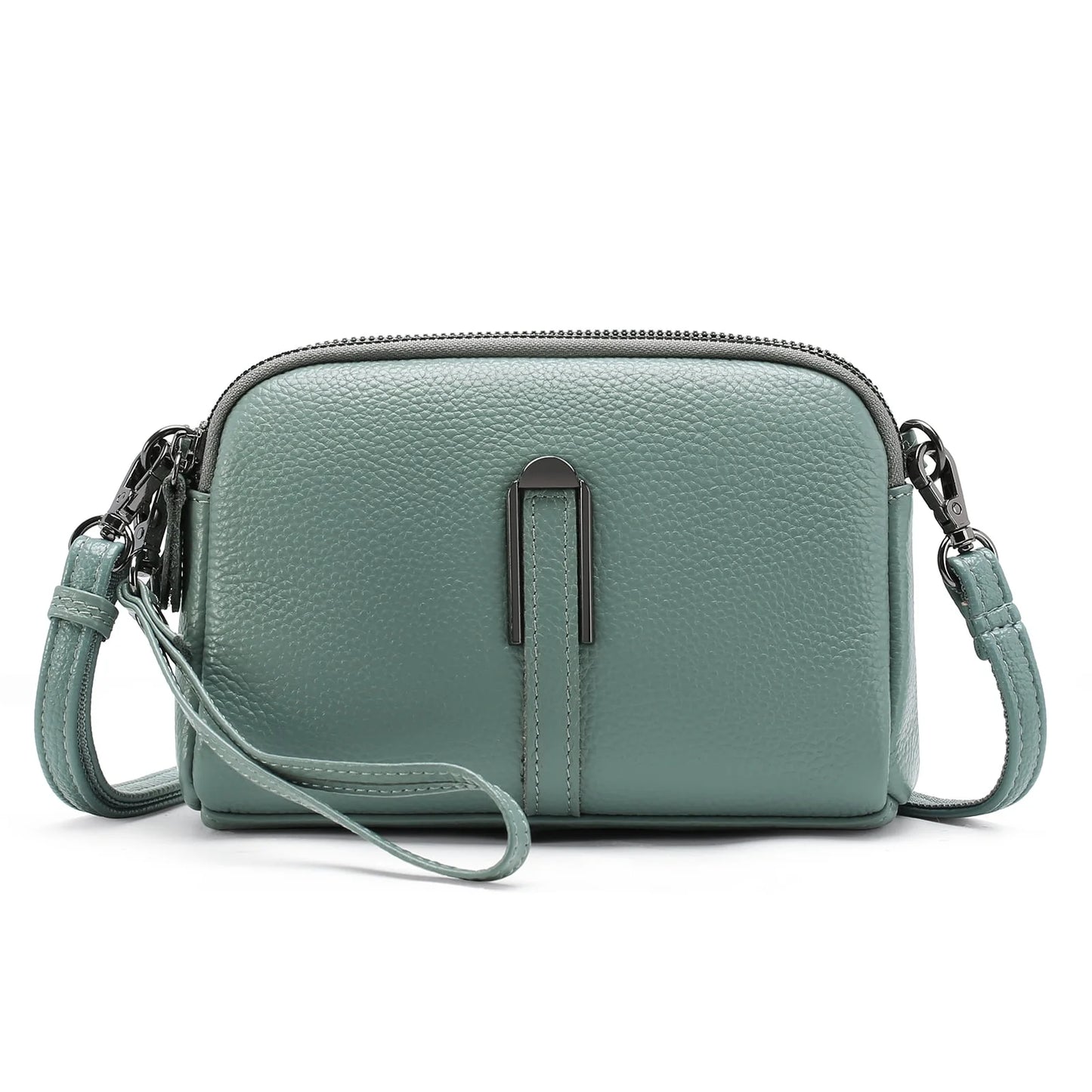 GAEKEAO Crossbody Bags for Women Small Genuine Leather Shoulder Purse Cross Body Bag with Wristlet Top Zipper