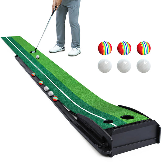 Fisca Putting Green Mat 9.9FT Golf Training Putting Mat with Auto Ball Return for Indoor/Outdoor