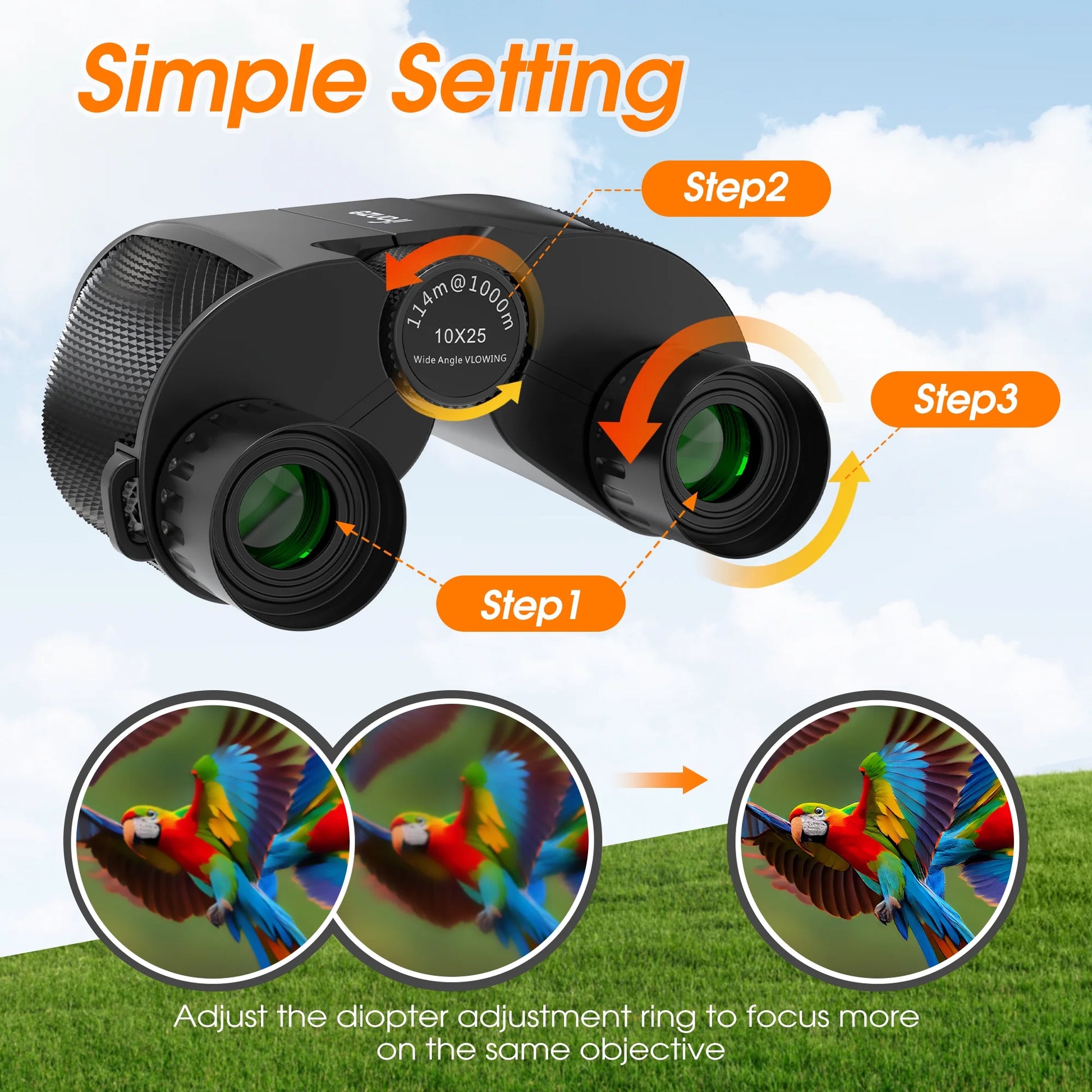 Compact Binoculars for Adults and Kids, 10X25 Binoculars for Bird Watching, Small Binoculars for Travel Sightseeing Hunting Wildlife Watching Outdoor Sports Games Concerts