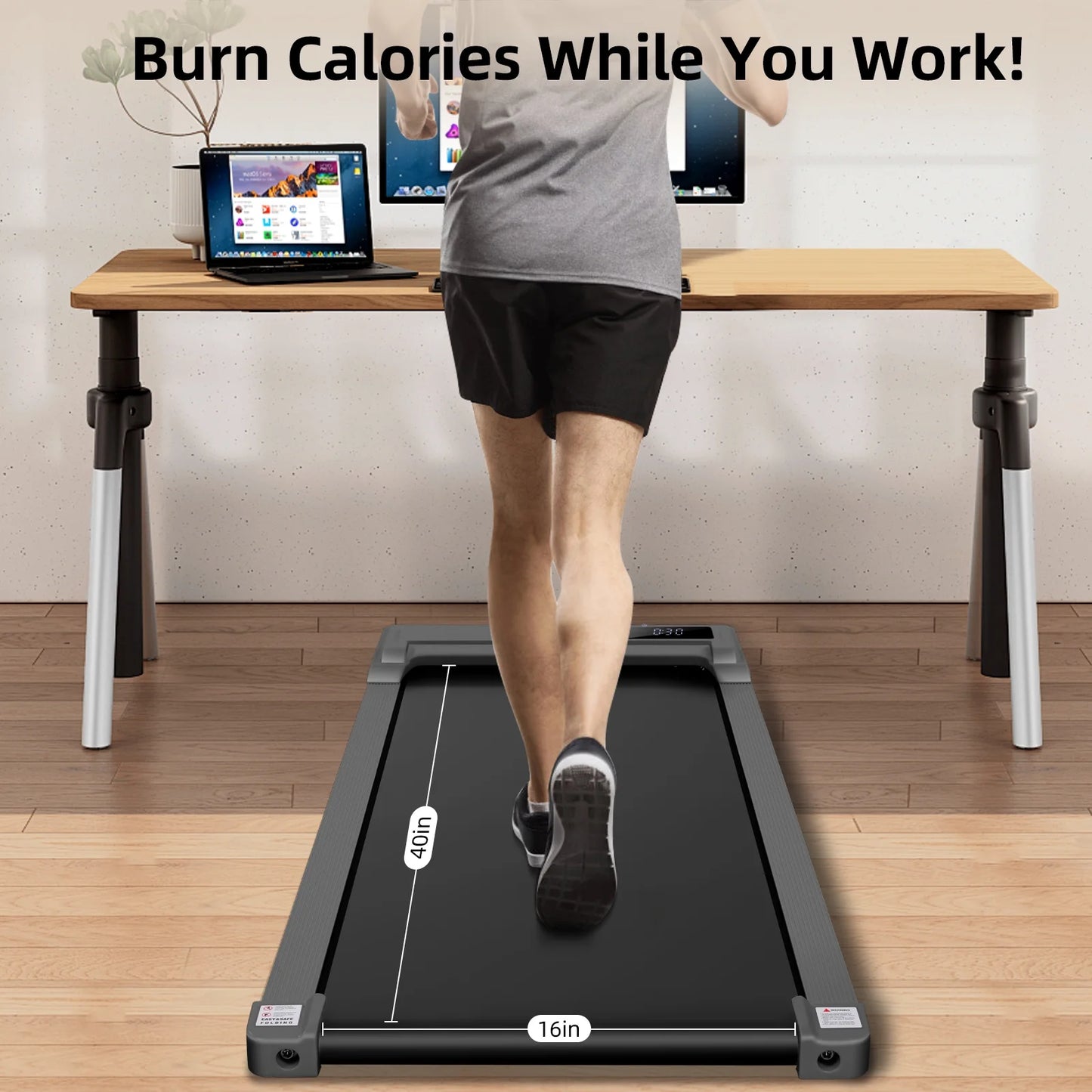 ANCHEER Walking Pad, 2 in 1 under Desk Treadmill with Remote Control、Led Display, 300 Lbs Portable Treadmill for Home/Office (Black)