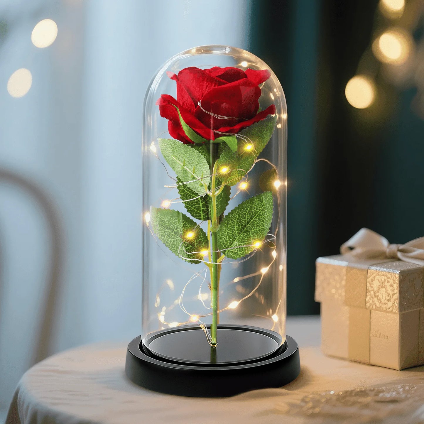 Qoosea Rose Flower Gifts for Women, Room Decor Forever Rose in Plastic Dome Romantic Gifts for Her Christmas Anniversary Valentine'S Day Mother'S Day Birthday Home Decor Red