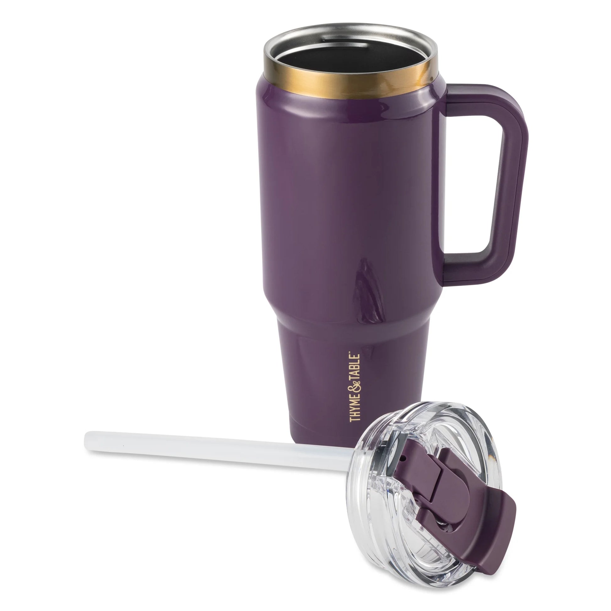 32 Fl Oz Stainless Steel Luna Tumbler with Handle and Dual Straw Lid, Purple