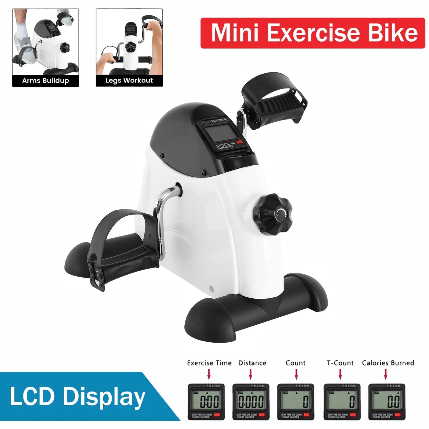Baokaler under Desk Exercise Bike, Foot Pedal Exerciser, Portable under Desk Pedal Stepper with Digital Display, Mini Leg Exerciser for Home