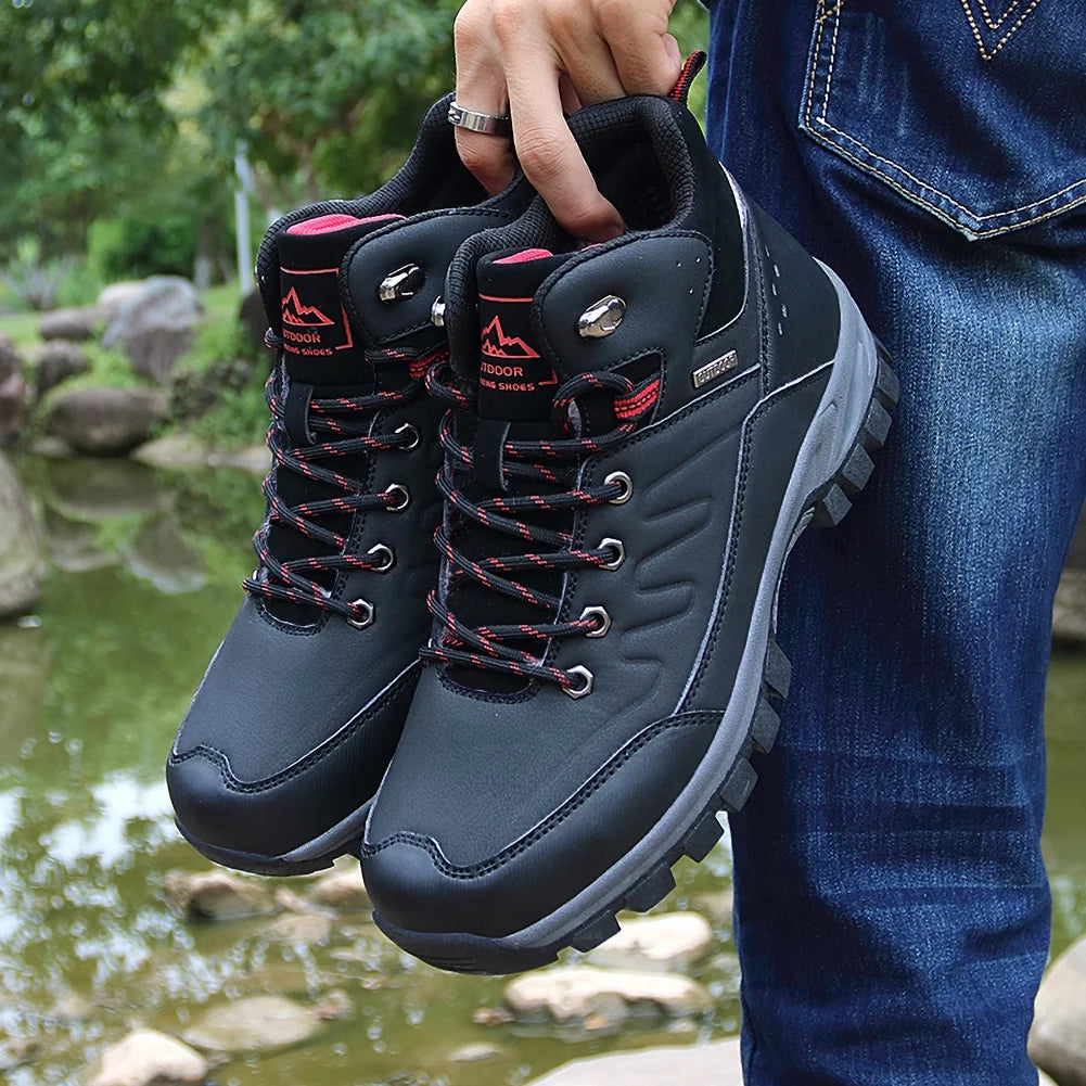 Mens Waterproof Hiking Boot Outdoor Anti-Slip Shoes, Black 11.5
