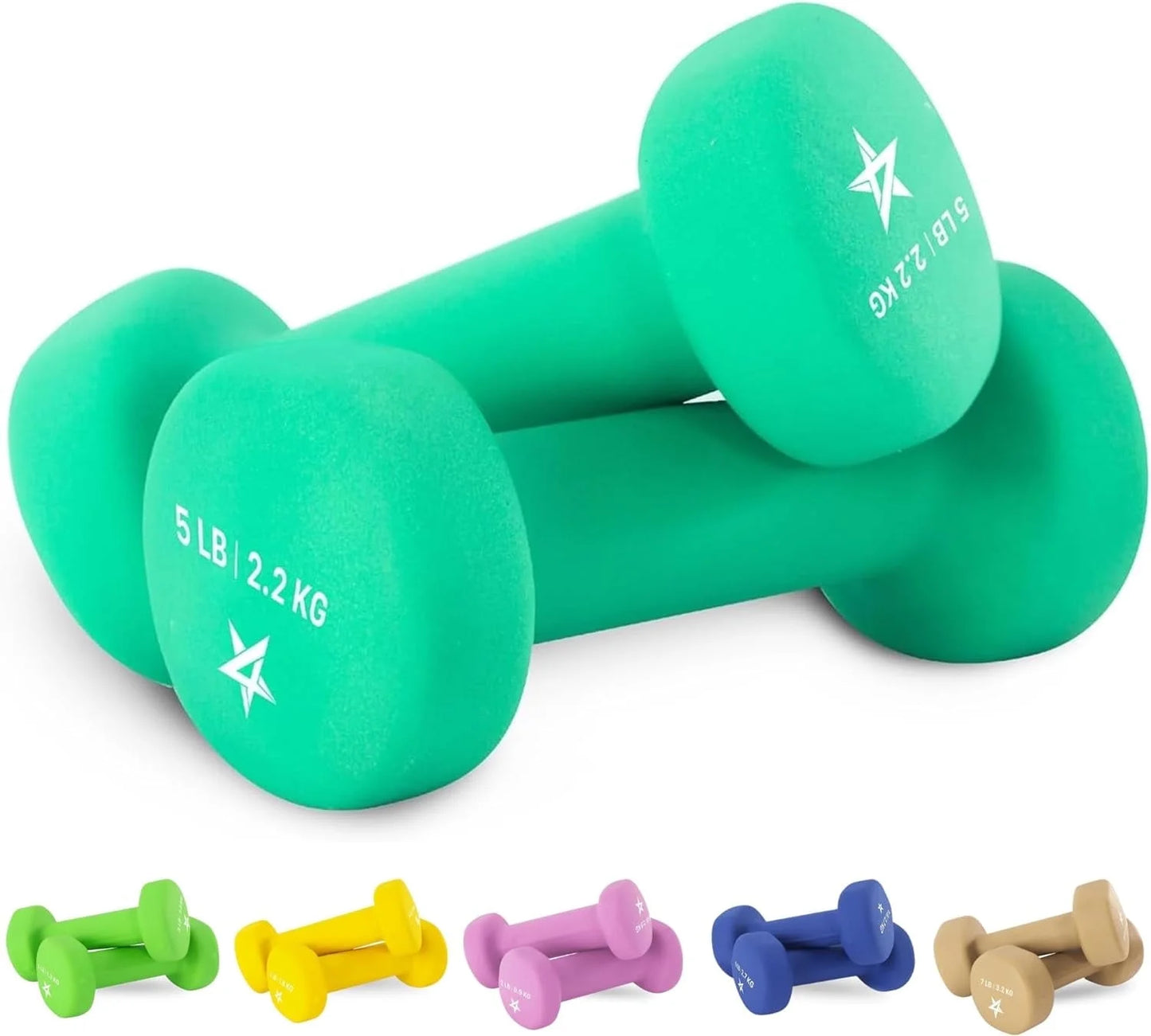 Yes4All Neoprene Coated Dumbbell for Women, Black, 10 Lb Pair