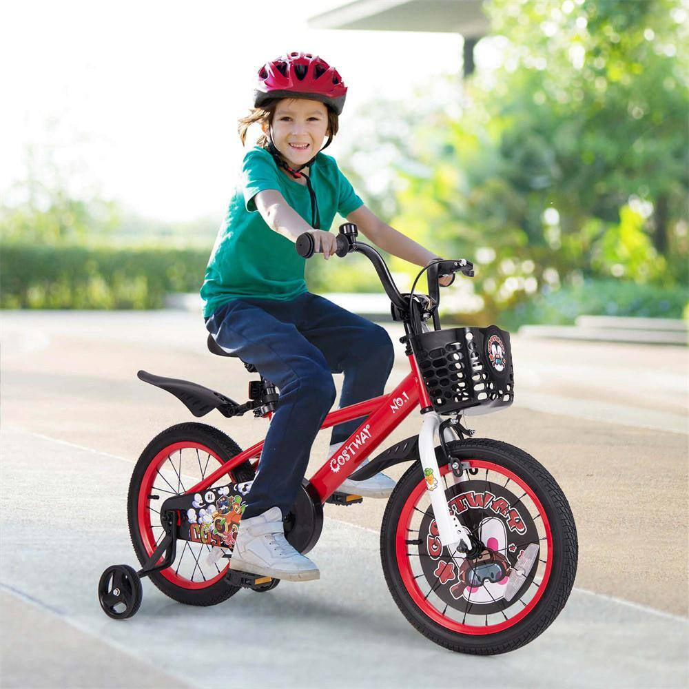 16 In. Kid'S Bike for 4-Years to 7-Years Old with Height-Adjustable Handlebar and Saddle Handbrake Red
