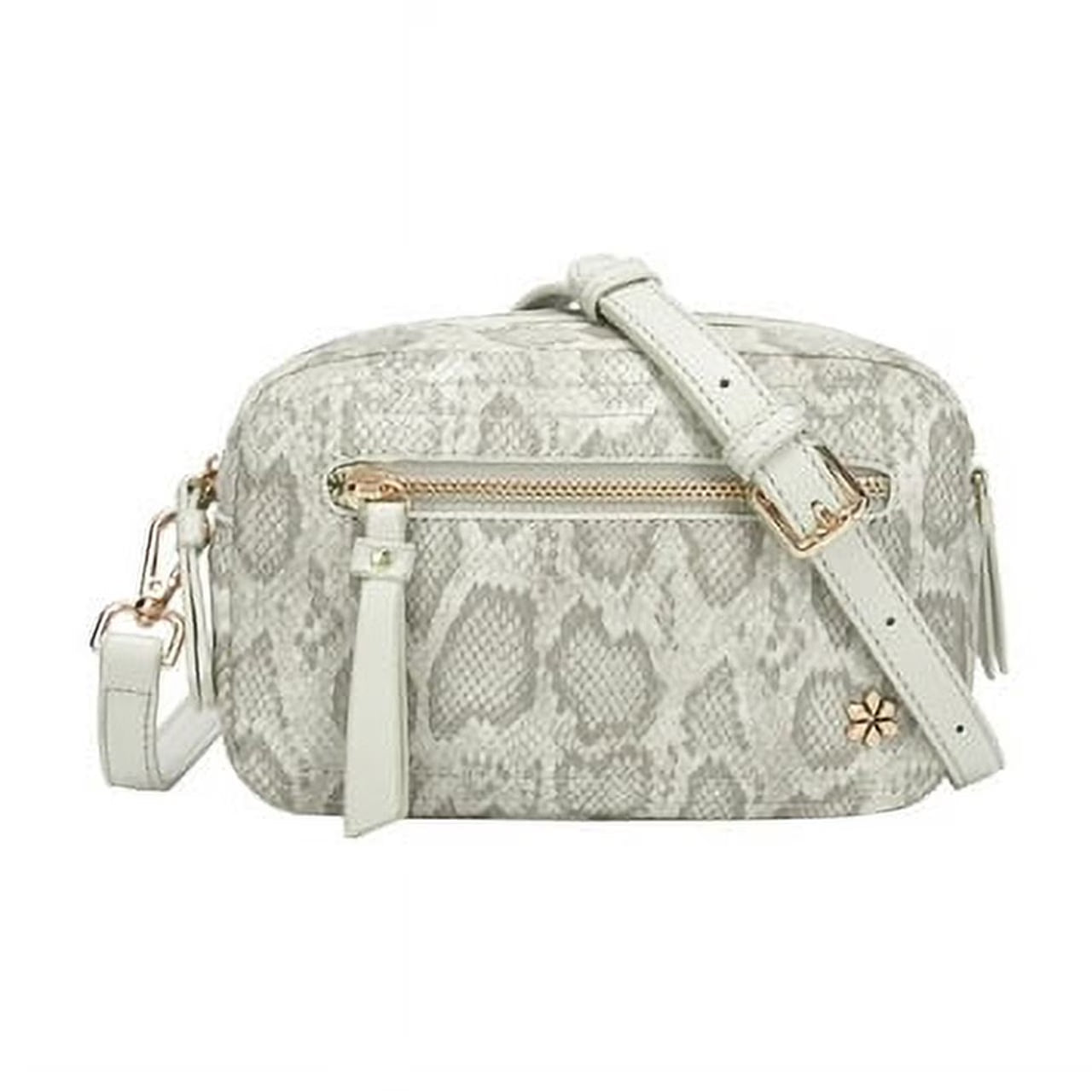 Dual Zipper Cross Body Shoulder Bag - PU Vegan Leather - Black Check
