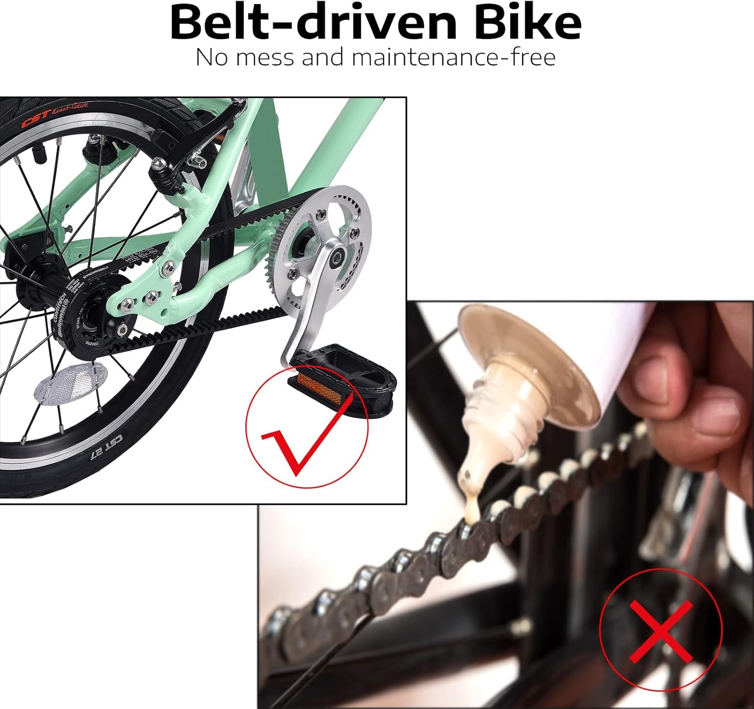 A11N SPORTS BELSIZE 16-Inch Belt-Drive Kid'S Bike, Lightweight Aluminium Alloy Bicycle(Only 12.57 Lbs) for 3-7 Years Old