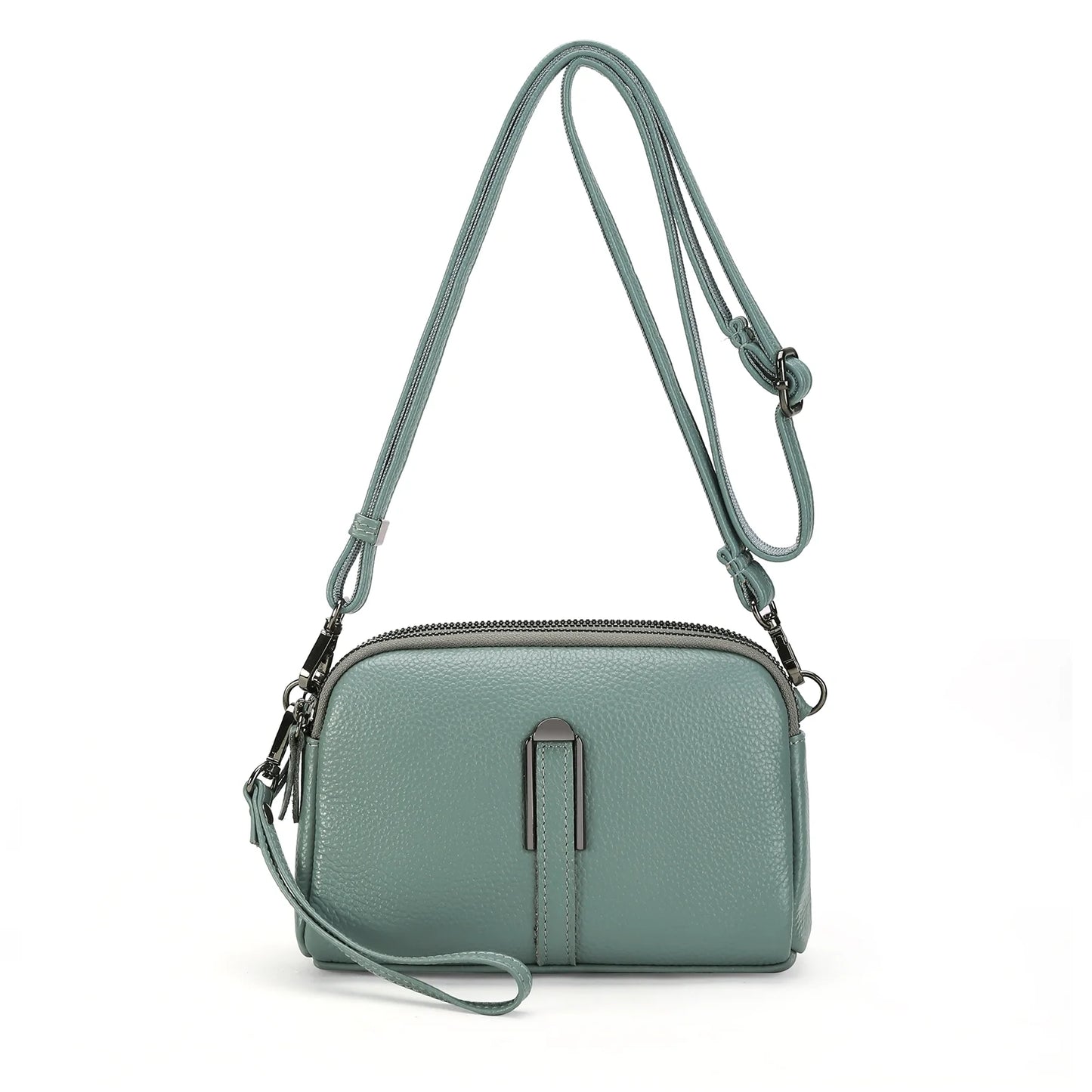 GAEKEAO Crossbody Bags for Women Small Genuine Leather Shoulder Purse Cross Body Bag with Wristlet Top Zipper