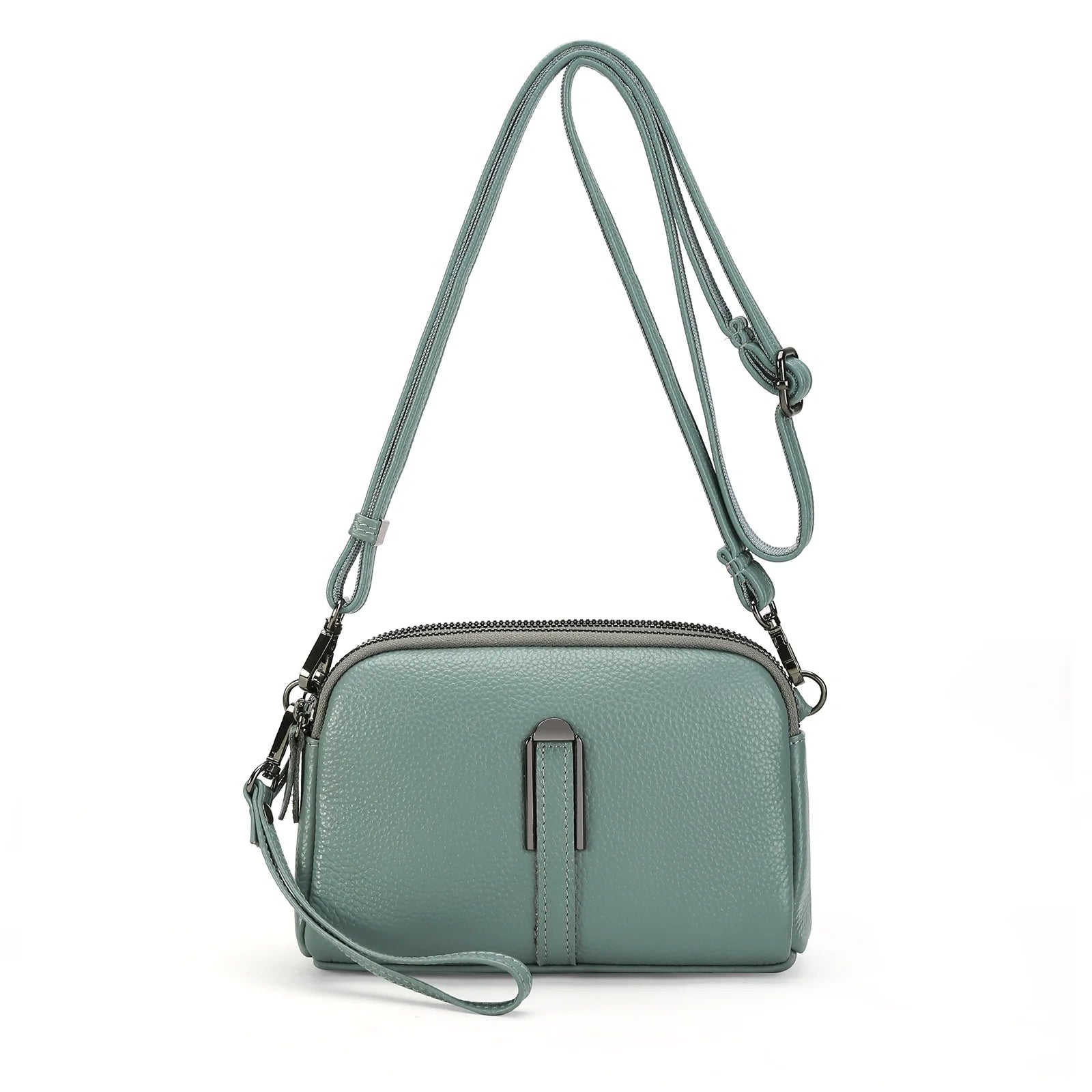 GAEKEAO Crossbody Bags for Women Small Genuine Leather Shoulder Purse Cross Body Bag with Wristlet Top Zipper
