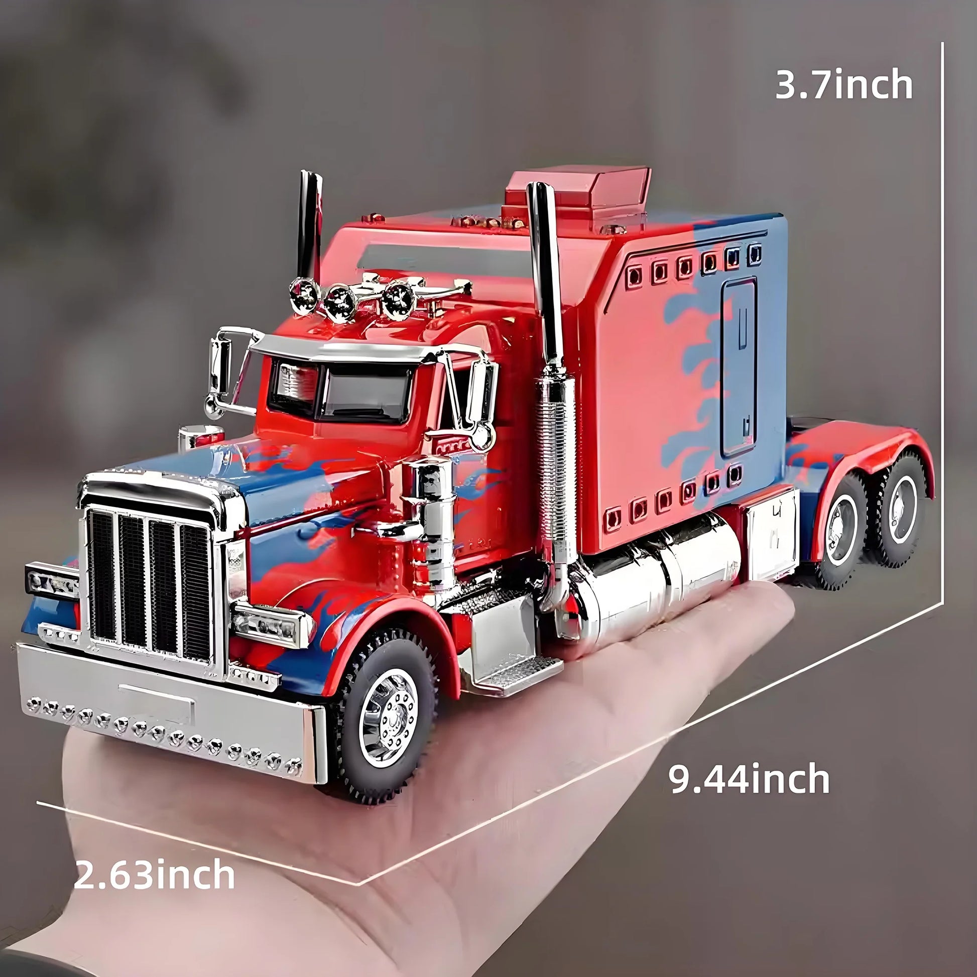 Anmyjuly 1/24 Metal Diecast Semi Truck Toy with Lights and Sounds, Trailer Model for Boys 4-7 Years Old, Red