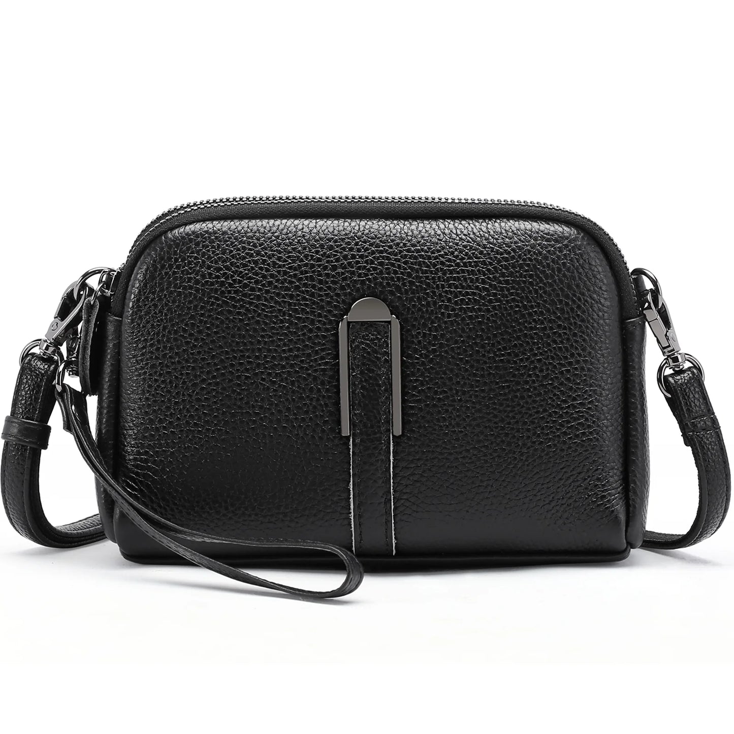 GAEKEAO Crossbody Bags for Women Small Genuine Leather Shoulder Purse Cross Body Bag with Wristlet Top Zipper