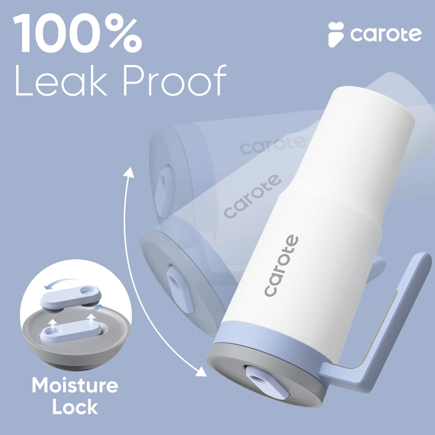 Carote 3-Piece Insulated Stainless Steel Tumbler Set, 40Oz,32Oz*2, Leak-Proof, Travel Mugs, Blue