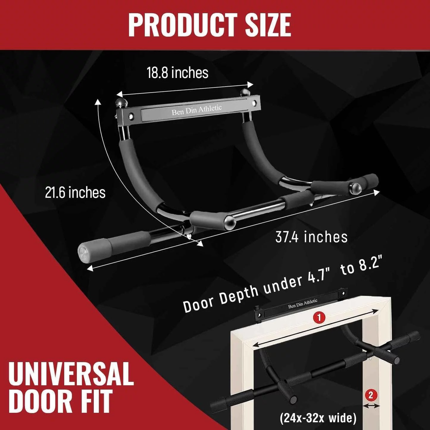 Ben Din Clothing Multi-Function Portable Pull up Bar for Doorway, Black