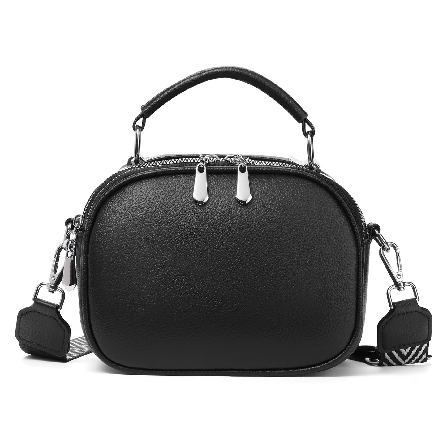 GAEKEAO Crossbody Bags for Women Small Genuine Leather Shoulder Purse Cross Body Bag with Wristlet Top Zipper