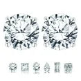 4 Prong 2 Carat Round Shaped Moissanite Solitaire Stud Earrings in 18k White Gold Plating for Women