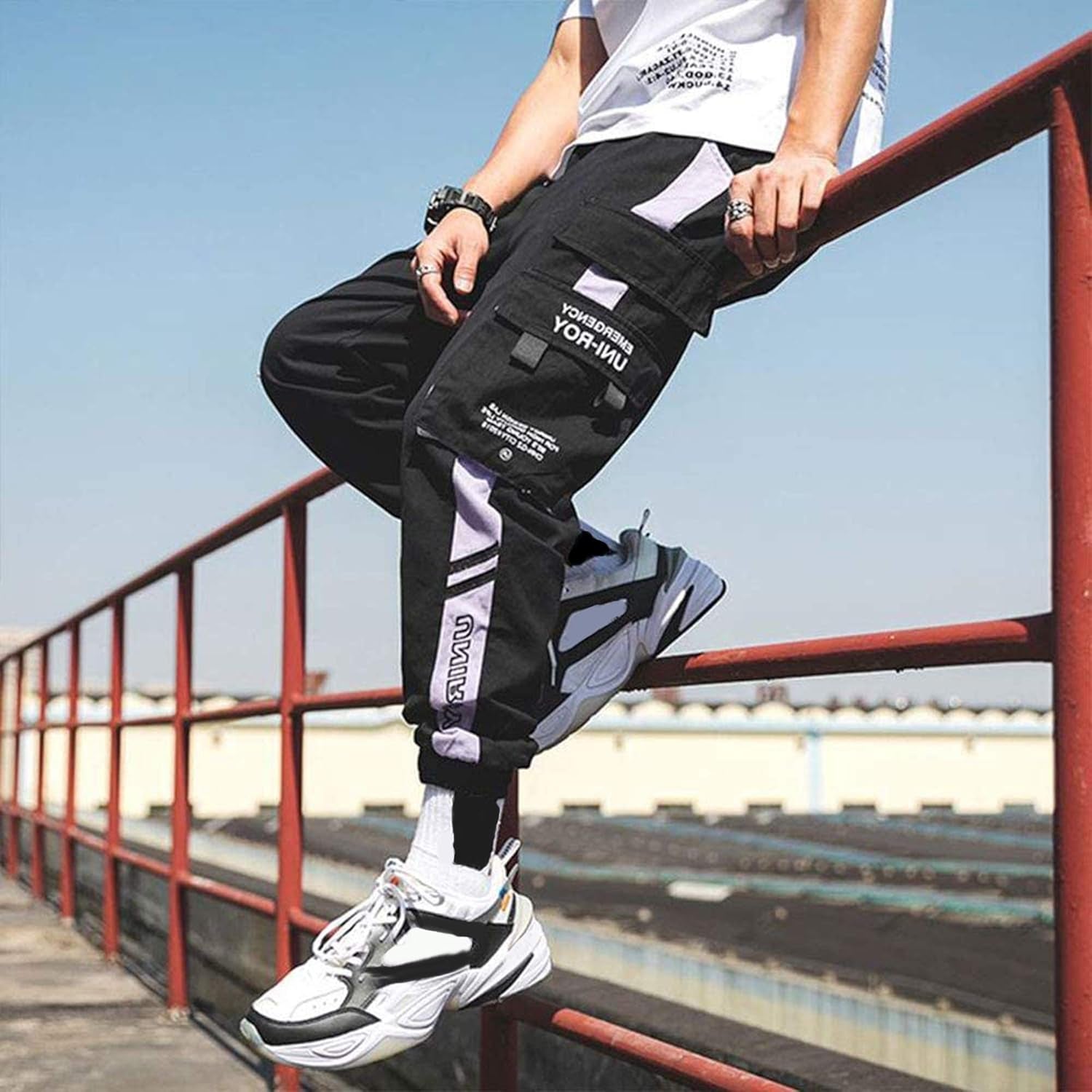 XYXIONGMAO Men'S Streetwear Joggers Casual Sports Pants Baggy Casual Techwear Hip Hop Sweatpants Black Cargo Pants for Men