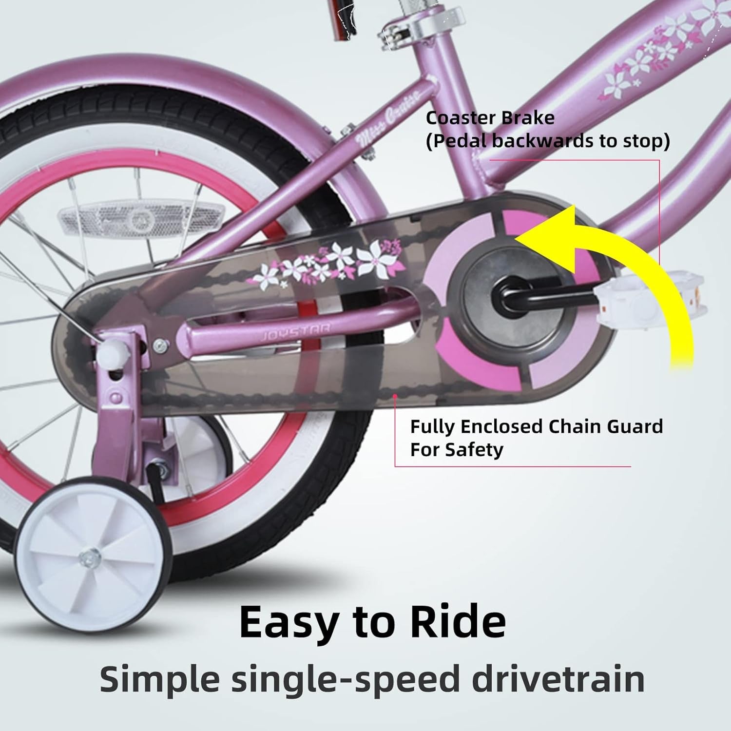 JOYSTAR 12 14 16 Inch Kids Cruiser Bike for Ages 2-7 Years Old Girls & Boys, Kids' Bike with Training Wheels, Coaster Brake, Adjustable Seat & Fenders, Child Bicycles