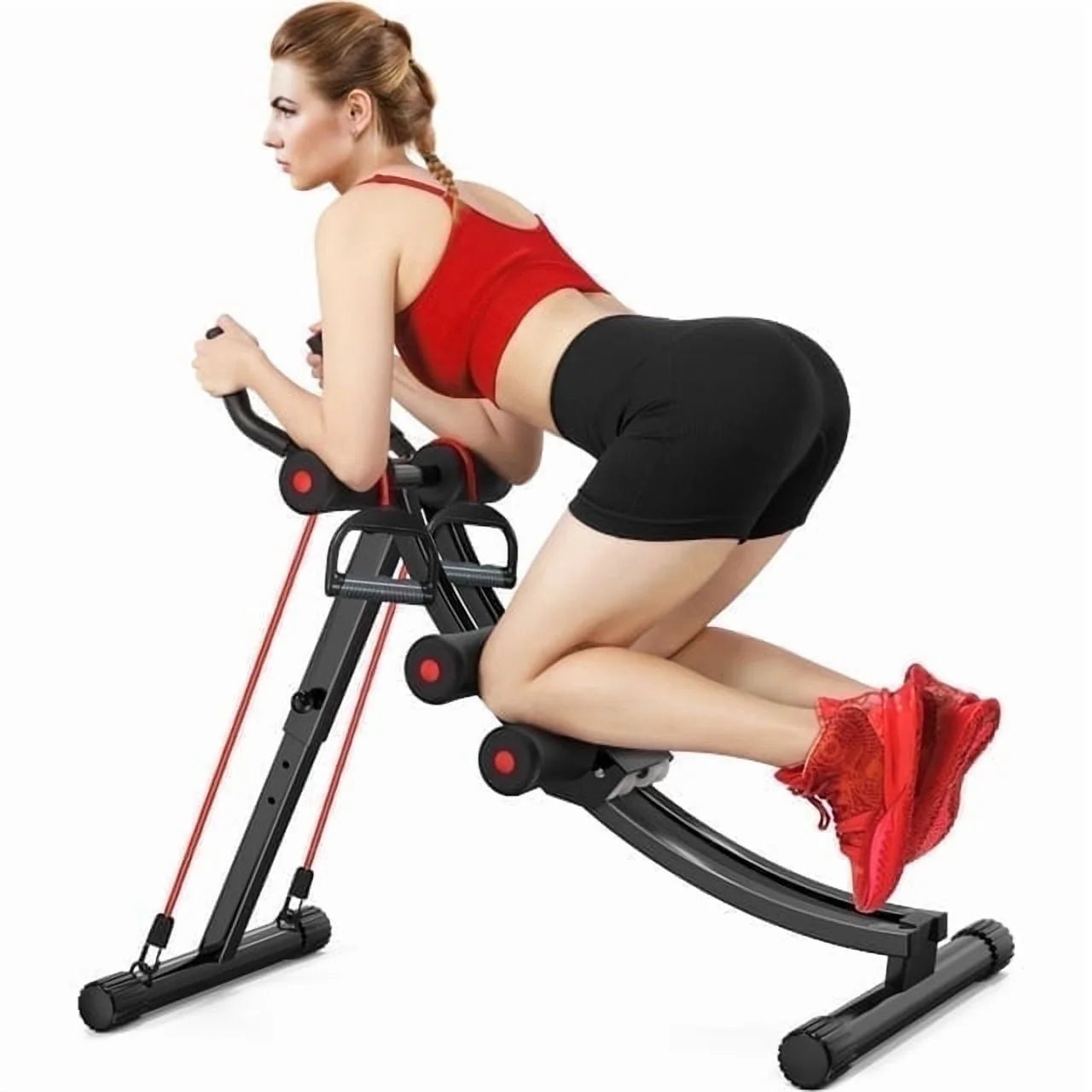 GIKPAL Foldable Ab Machine, Ab Workout Equipment for Home Gym,Core & Abdominal Trainer Fitness Equipment Max 440Lbs with LCD Display
