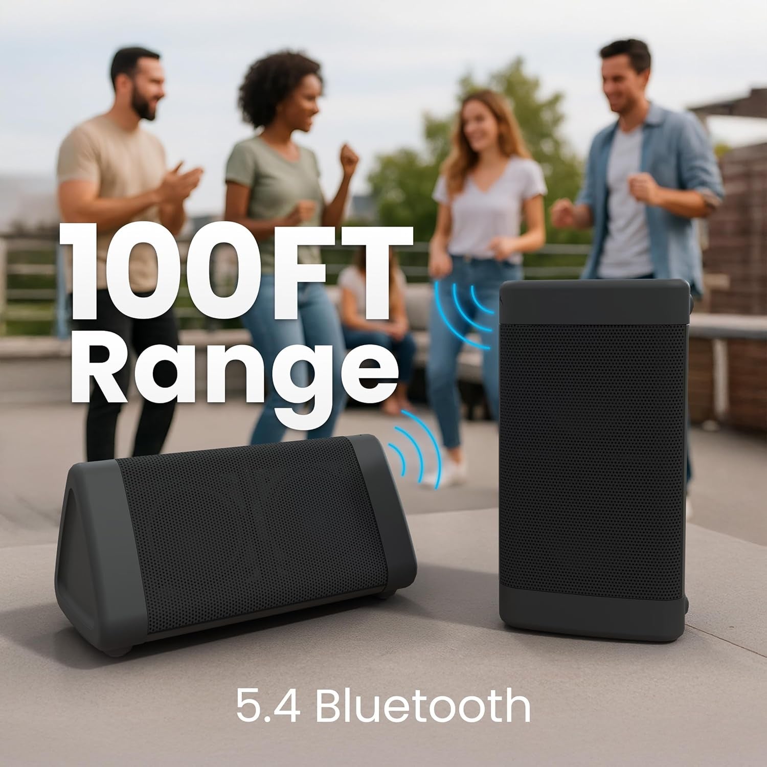 Oontz Angle 3 Portable Bluetooth Speaker 5.4 | 12W Sound, 24-Hr Battery, 100Ft Wireless Range, IPX5 Water-Resistant, Budget-Friendly Small Speaker, Great White Elephant Gifts for Adults (Black)