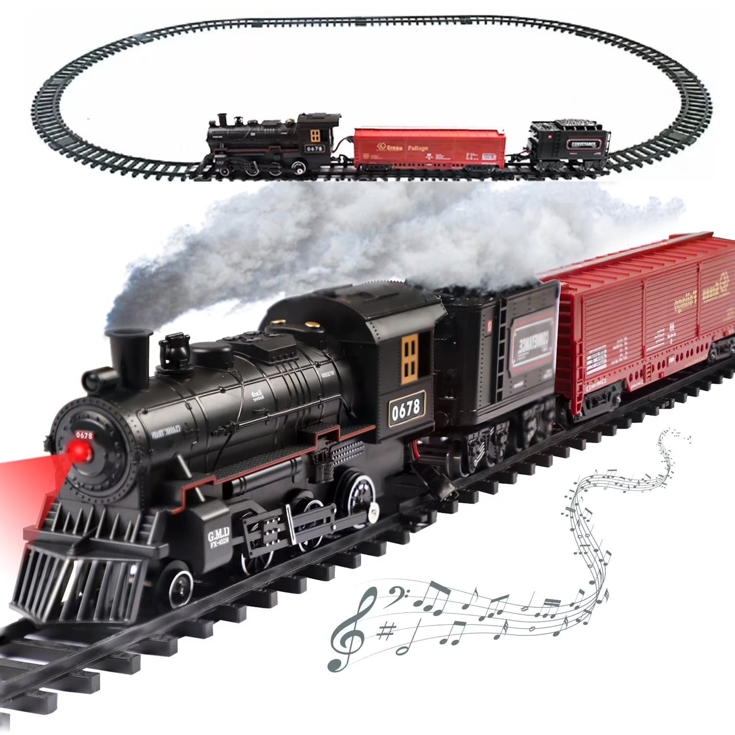 JUGAAD LIFE Train Set Electric Train Toy for Boys Girls with Adjustable Speed Remote Control, Smokes, Lights & Sound, Birthday Gifts for Kids 3-8 Years Old