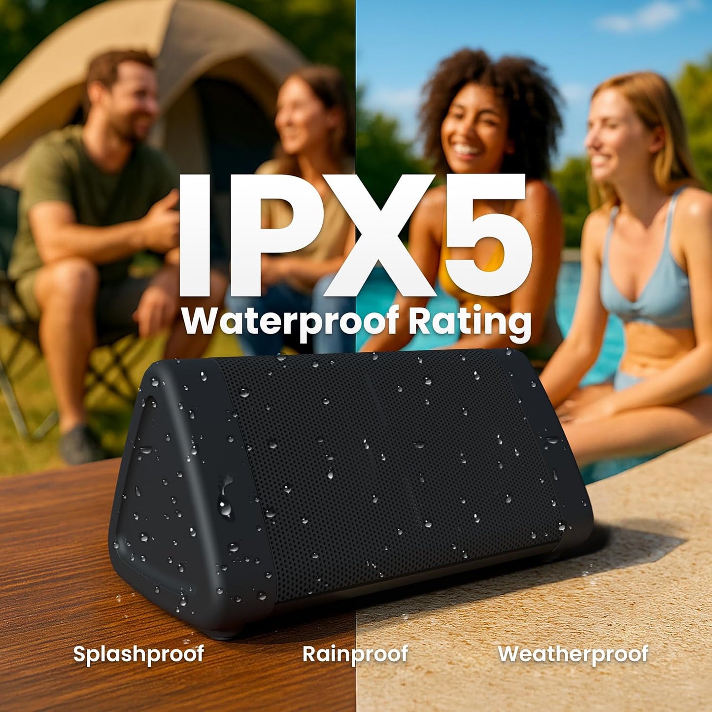 Oontz Angle 3 Portable Bluetooth Speaker 5.4 | 12W Sound, 24-Hr Battery, 100Ft Wireless Range, IPX5 Water-Resistant, Budget-Friendly Small Speaker, Great White Elephant Gifts for Adults (Black)